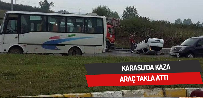 Karasu'da kaza,araç takla attı