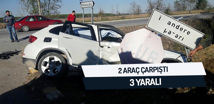 2 araç çarpıştı: 3 yaralı