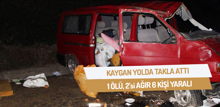 Kaygan yolda takla attı