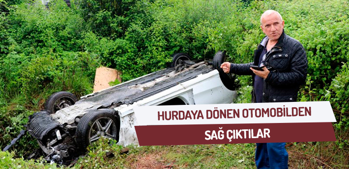 Hurdaya dönen lüks otomobilden sağ çıktılar